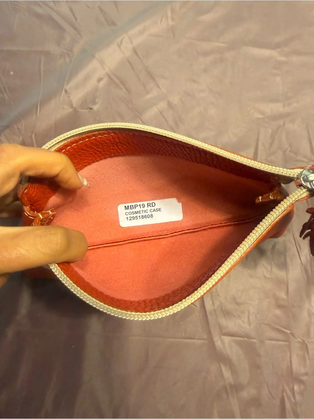 Dooney & Bourke Red Pebbles Leather Cosmetic Bag